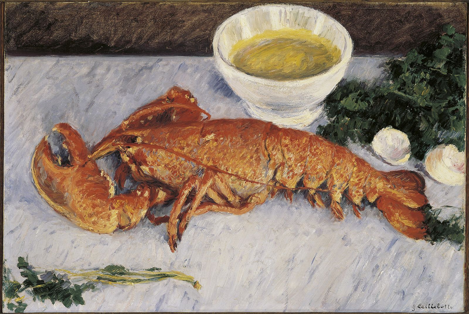 'Nature morte au homard' ('Naturaleza muerta y bogavante), (1883), de Gustave Caillebotte.