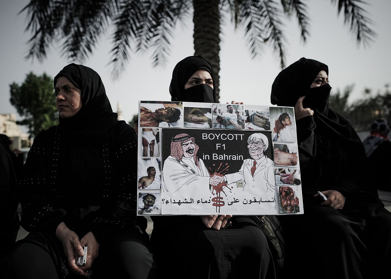 Mujeres de Bahréin se manifiestan en contra del GP de Fórmula 1