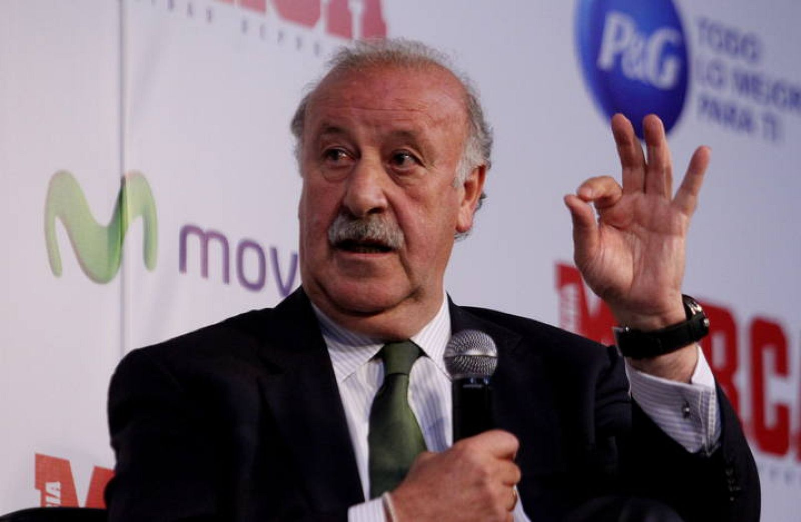 El seleccionador español, Vicente del Bosque, durante un foro sobre el mundial Brasil 2014
