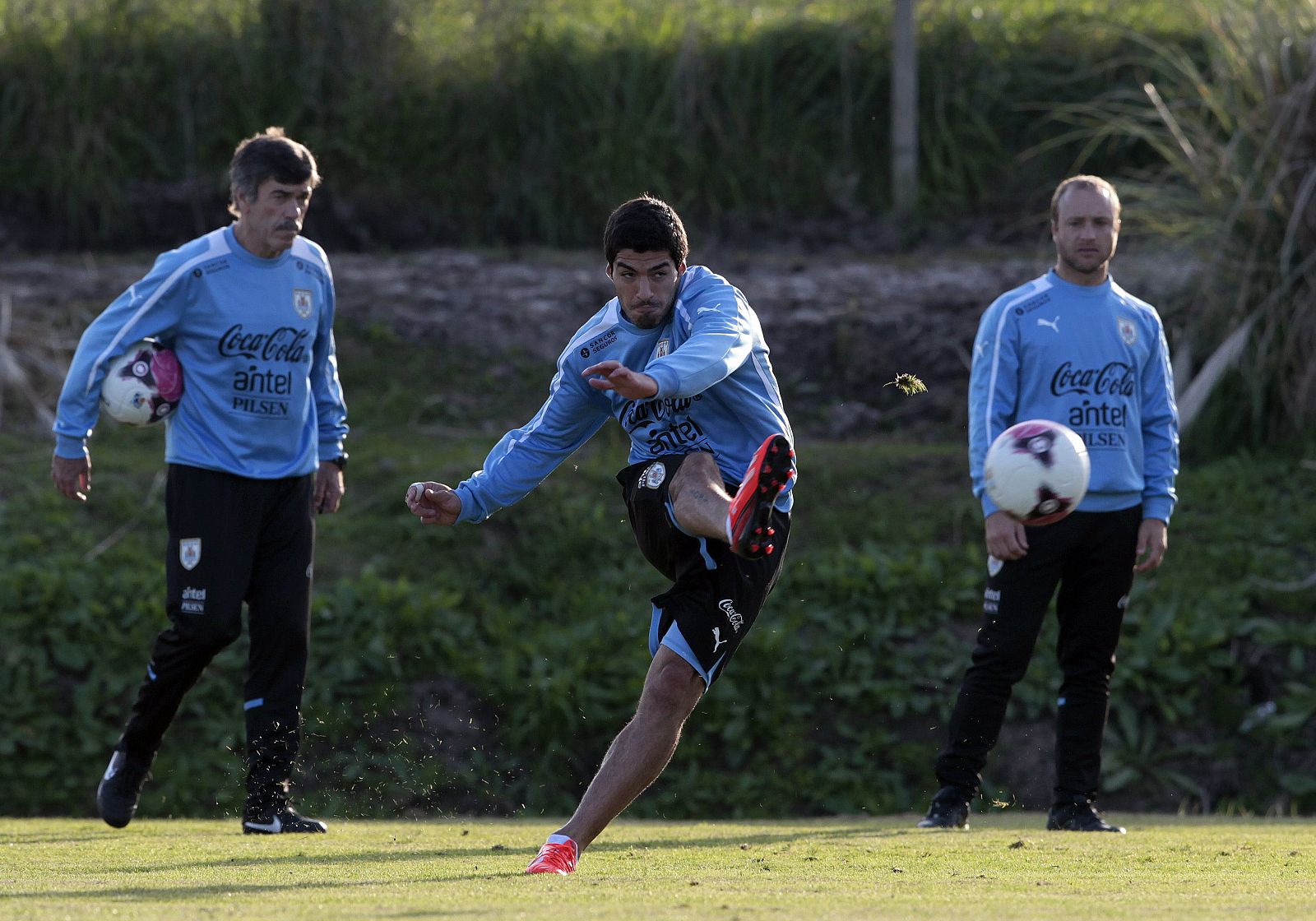 Luis Suárez, en un entrenamiento con la selección uruguaya