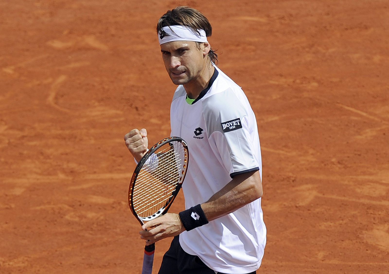 David Ferrer celebra un punto en su partido contra Kevin Anderson