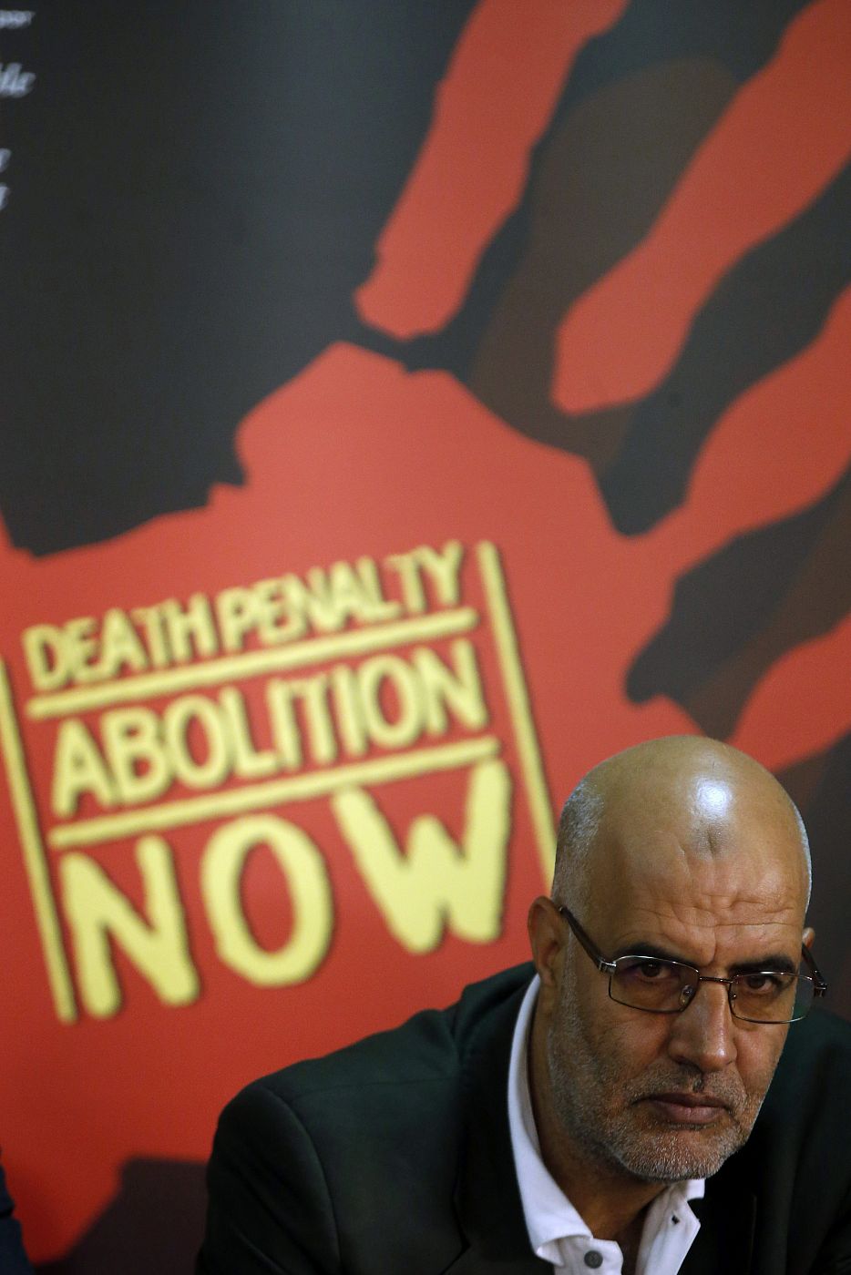 Ahmed Haou, que estuvo condenado a muerte en Marruecos, durante la presentación en Madrid del V Congreso Mundial contra la Pena de Muerte.