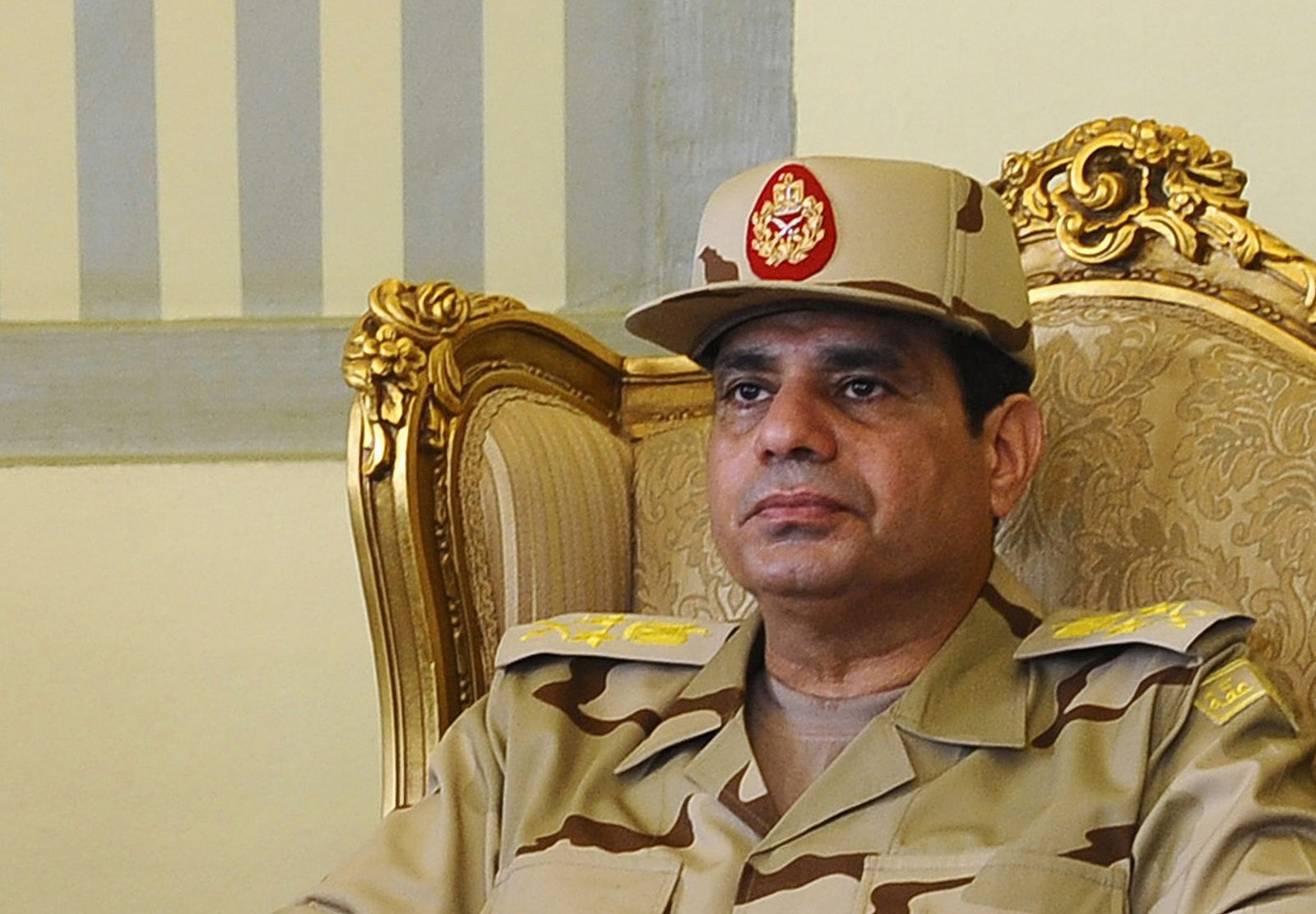 Egypt's Defense Minister Abdel Fattah al-Sisi is seen during a news conference in Cairo on the release of seven members of the Egyptian security forces kidnapped by Islamist militants in Sinai