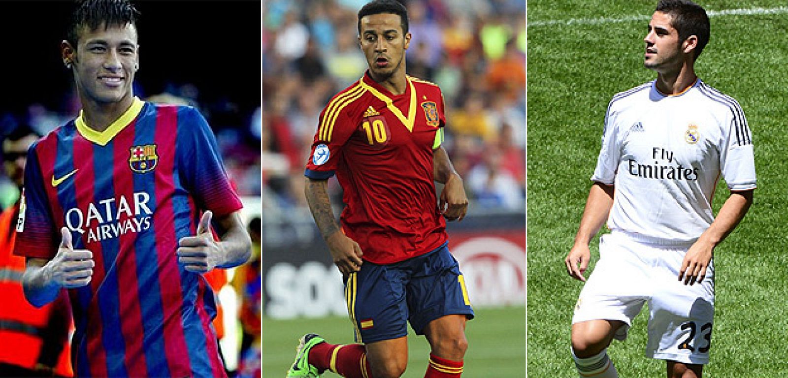 Neymar, Thiago e Isco, presente y futuro del fútbol mundial.