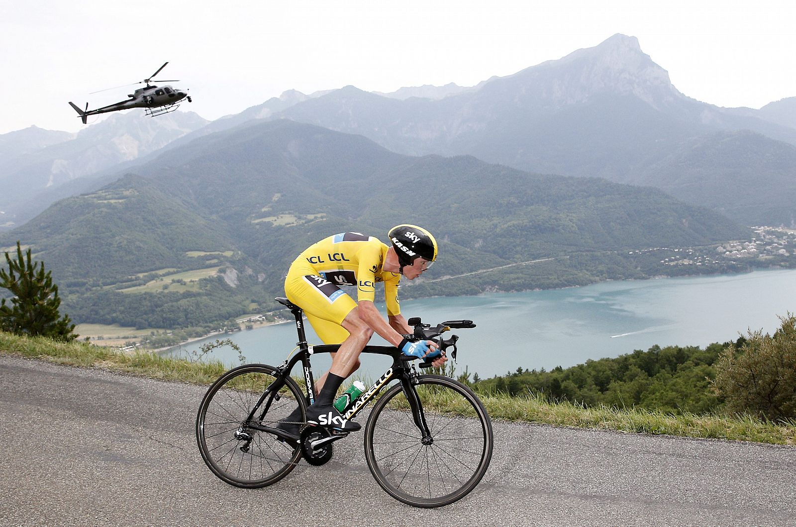 El ciclista británico Christopher Froome, del Sky,durante la contrarreloj.