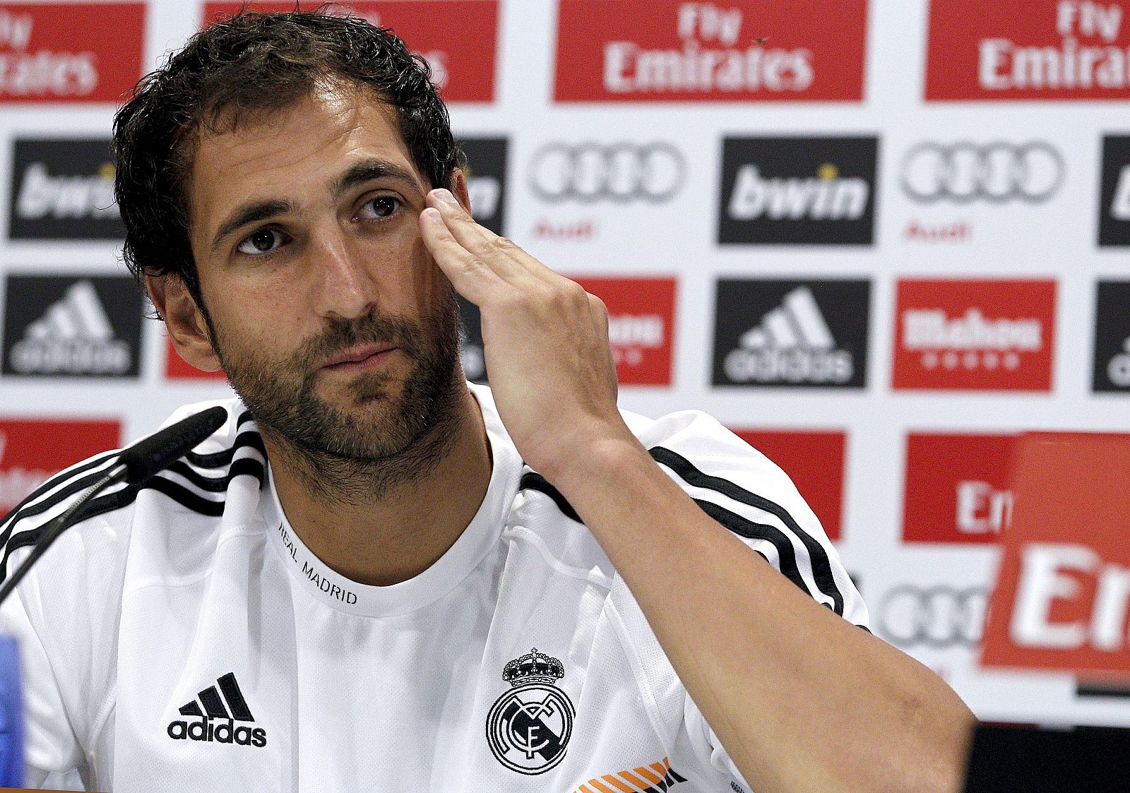 El portero del Real Madrid Diego López, durante la rueda de prensa