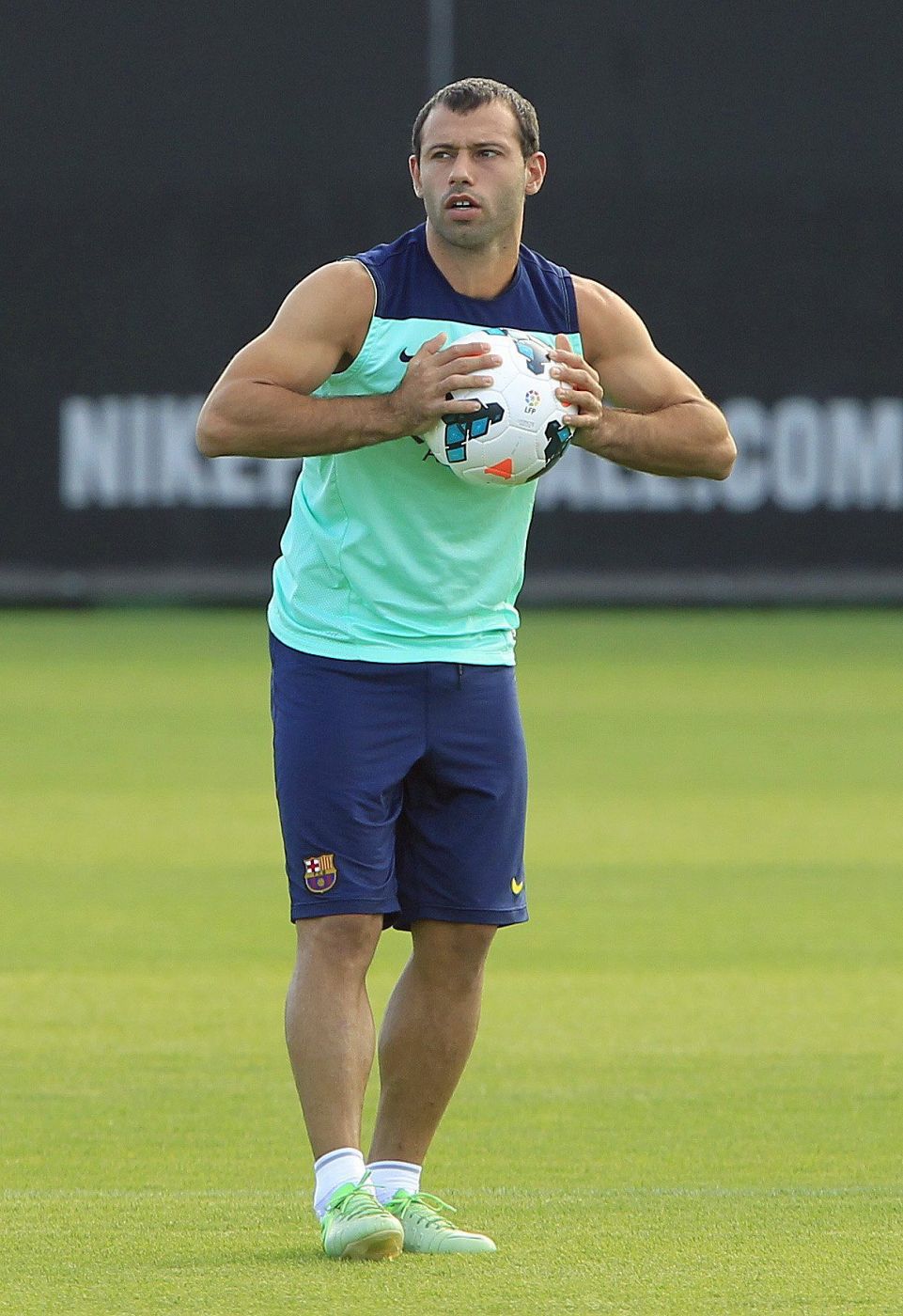 Mascherano, en un entrenamiento del Barcelona