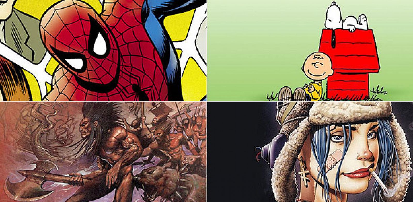 Spiderman, Snoopy y Carlitos, Slaine y Tank Girl