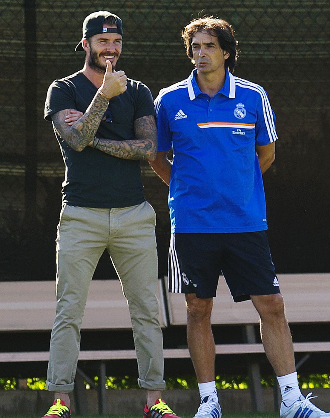 David Beckham asiste al entrenamiento de su exequipo, el Real Madrid, en Los Ángeles.