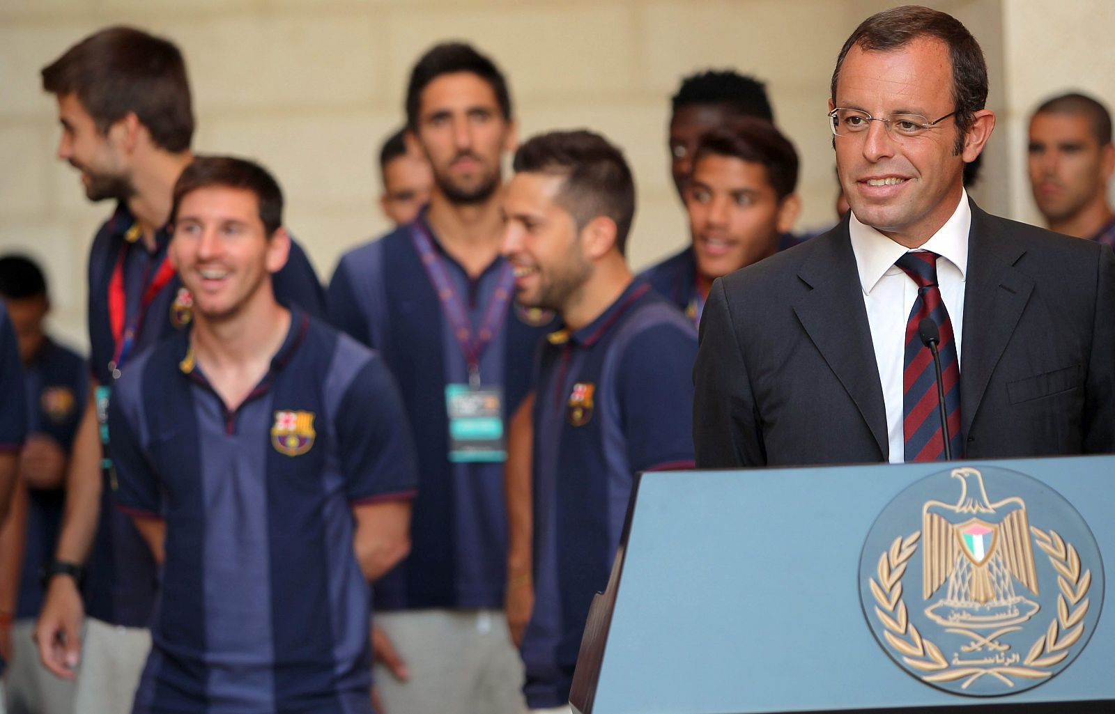 Rosell durante una intervención en su gira de la paz en Palestina.