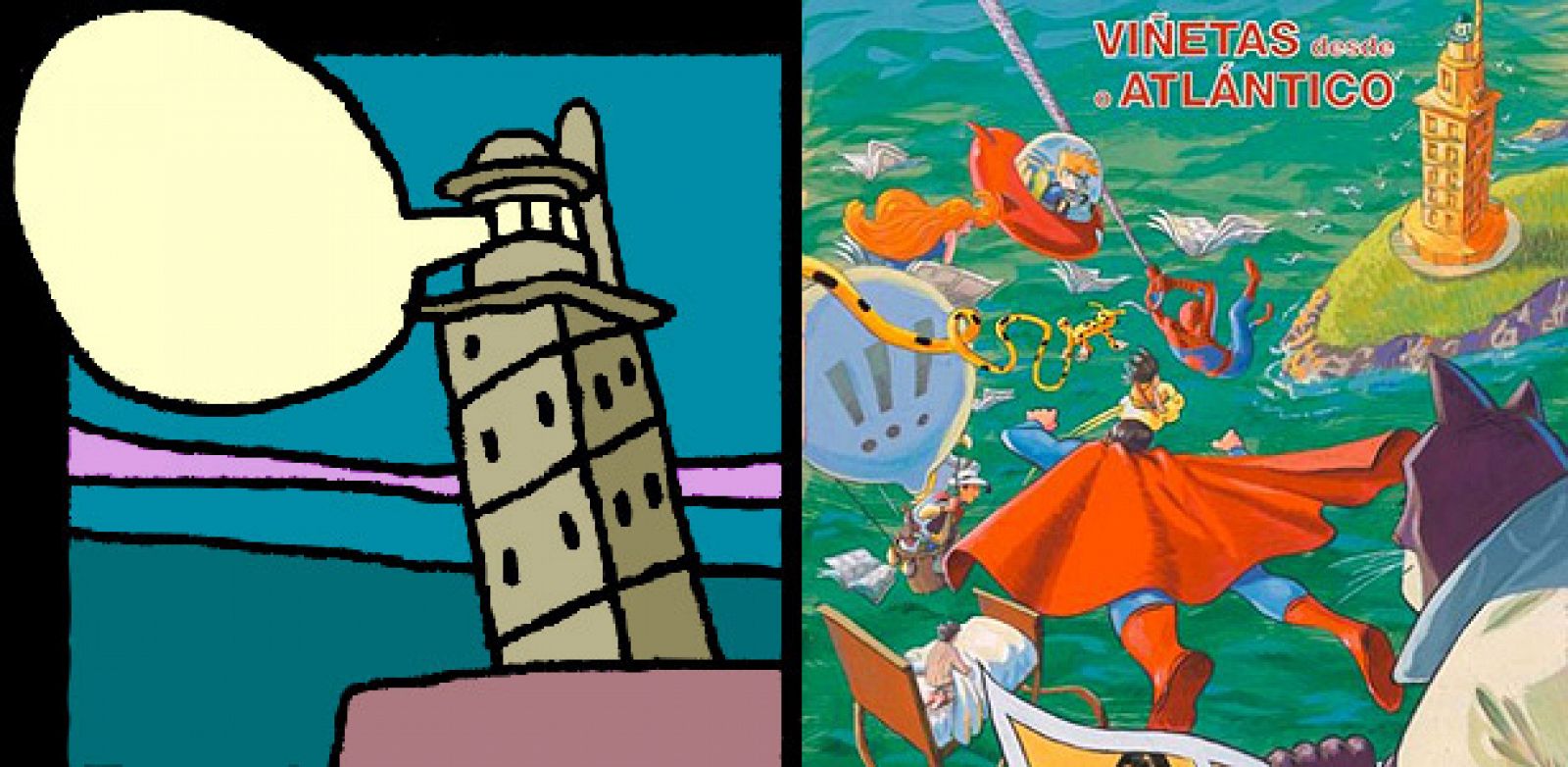 La Torre de Hércules, símbolo del festival, y un fragmento del cartel de este año