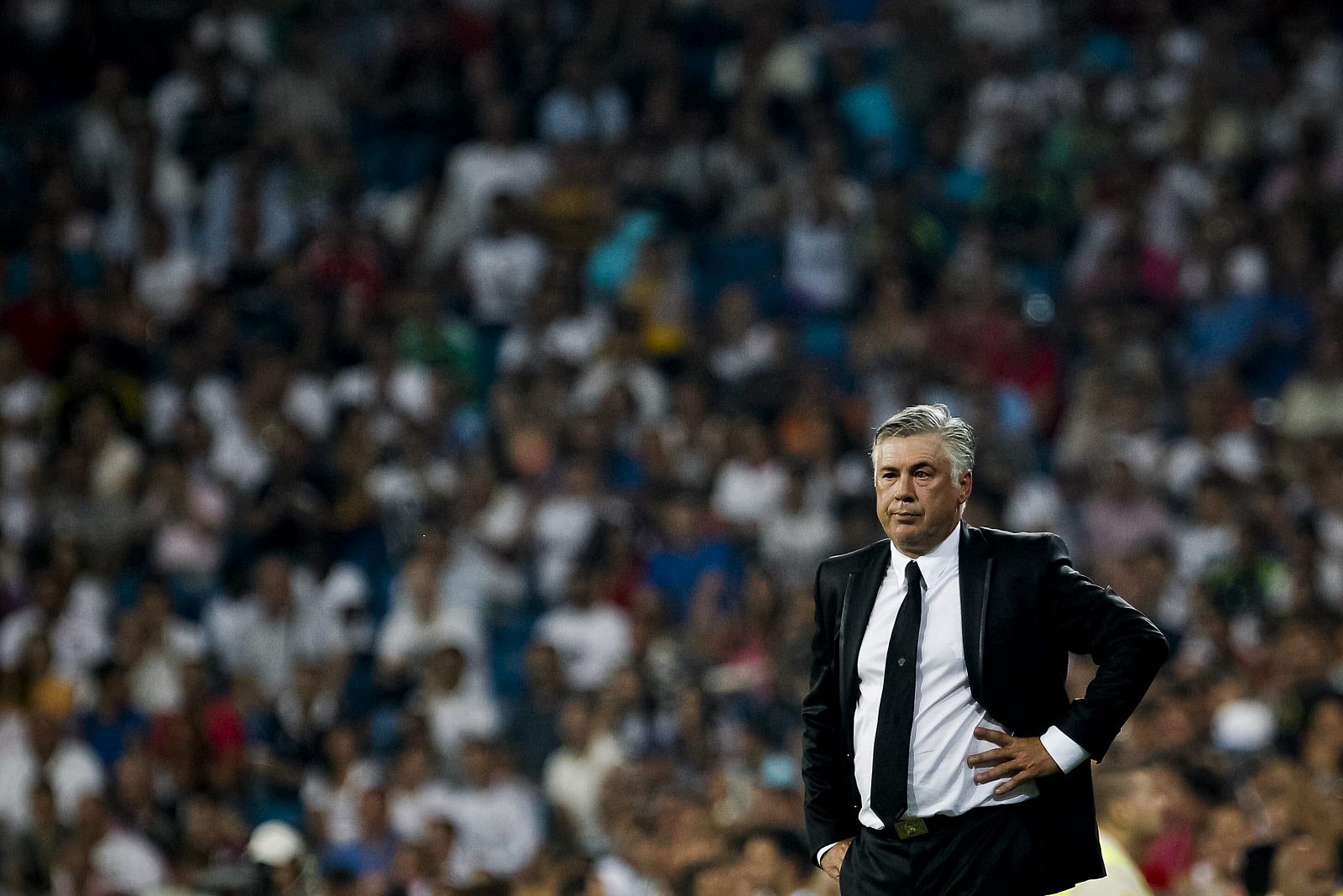 El entrenador itlaino del Real Madrid, Carlo Ancelotti, durante el partido de la primera jornada de Liga ante el Real Betis.
