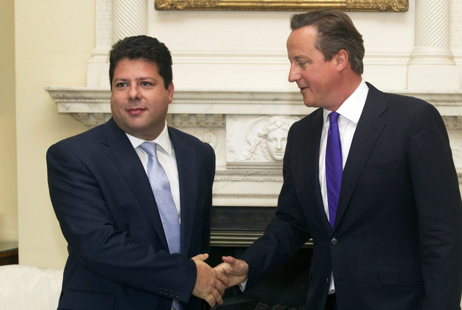 David Cameron junto al ministro principal de Gibraltar, Fabian Picardo, durante la  reunión mantenida en el nº 10 de Downing Street.