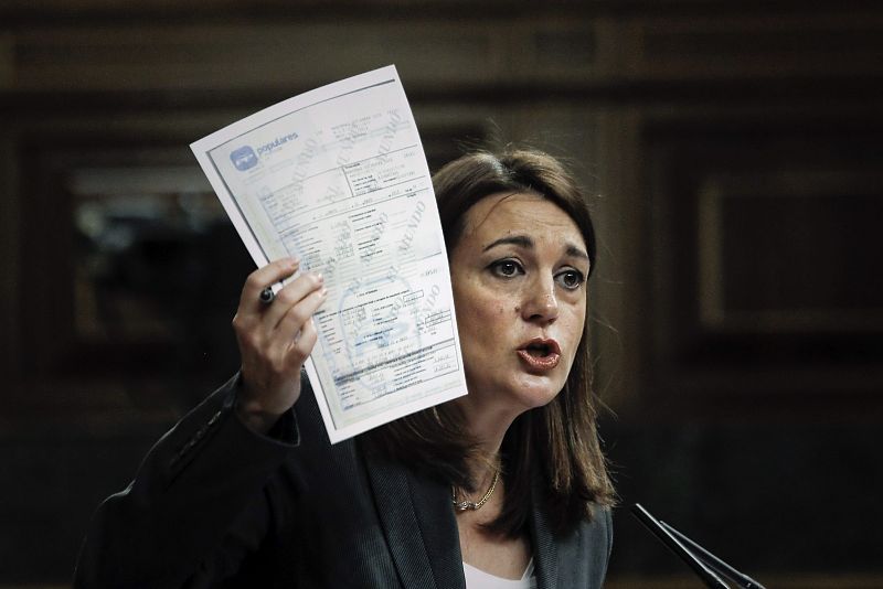 La portavoz del grupo socialista, Soraya Rodríguez, en la sesión de control al Gobierno del pleno del Congreso