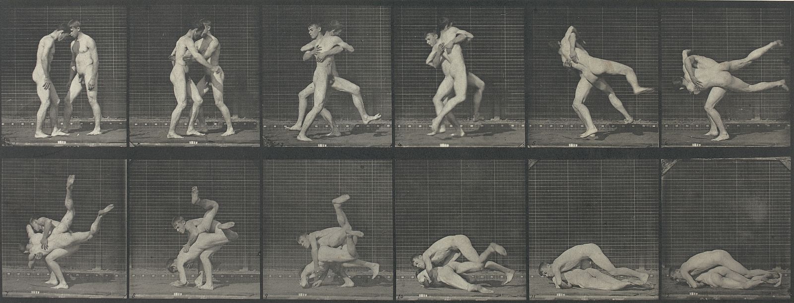 Eadweard Muybridge (1830-1904): Lucha de dos hombres desnudos, 1887. © Musée d'Orsay, dist. RMN / Alexis Brandt
