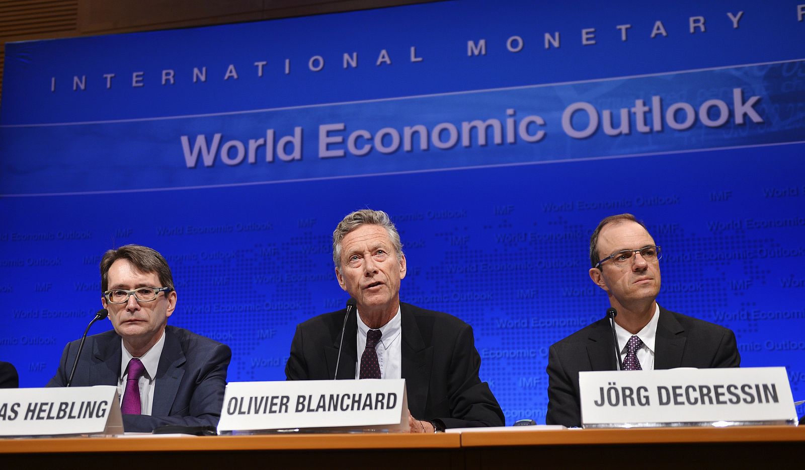 El economista jefe del FMI, Olivier Blanchard, en la presentación del informe de perspectivas económicas globales