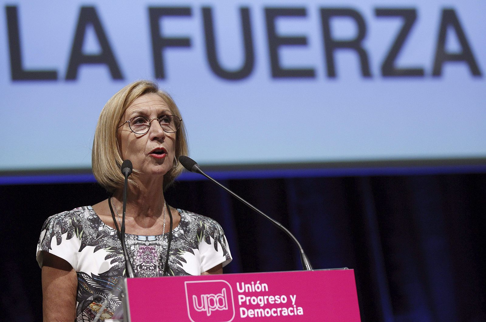 La líder de UPyD, Rosa Díez, durante su intervención en el segundo congreso nacional de Unión, Progreso y Democracia.