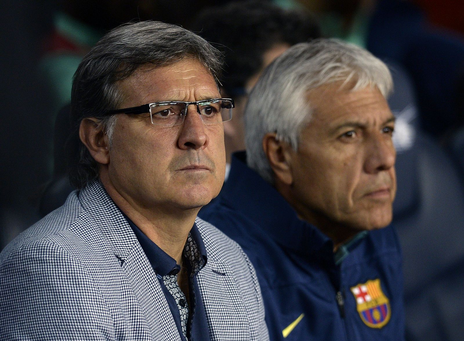 El entrenador argentino del F. C. Barcelona, Gerardo martino, durante el partido contra el RCD Espanyol