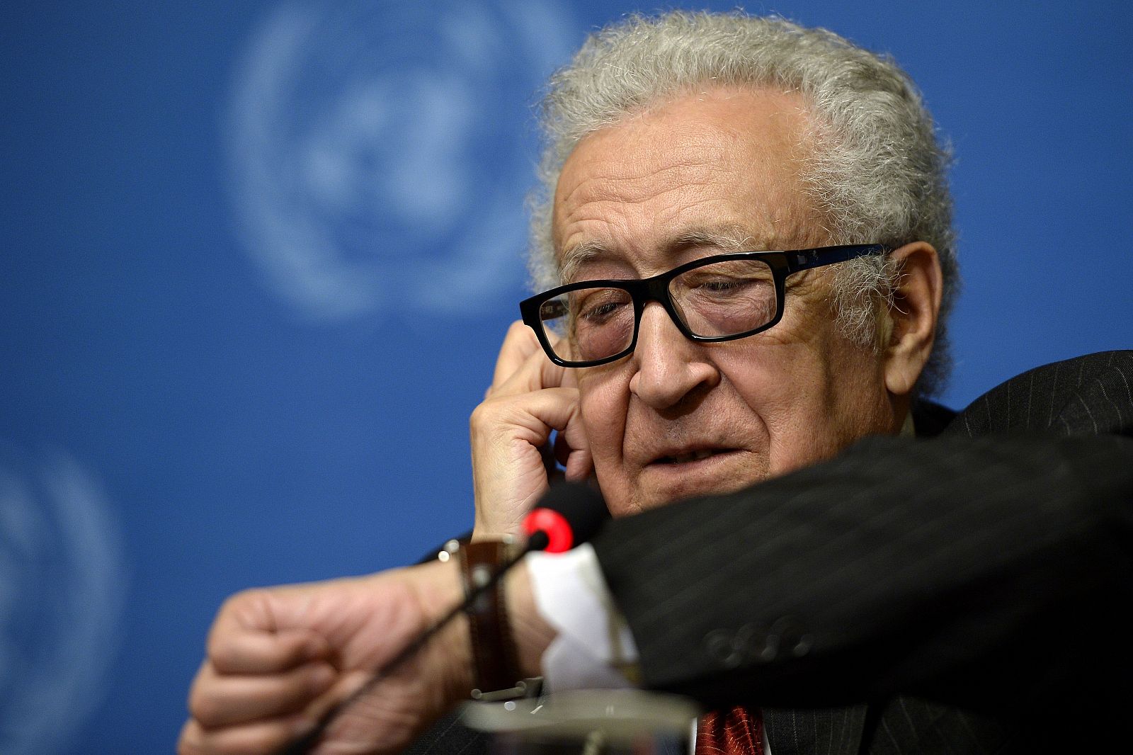 El Enviado especial de la ONU para Siria, Lajdar Brahimi , durante una rueda de prensa