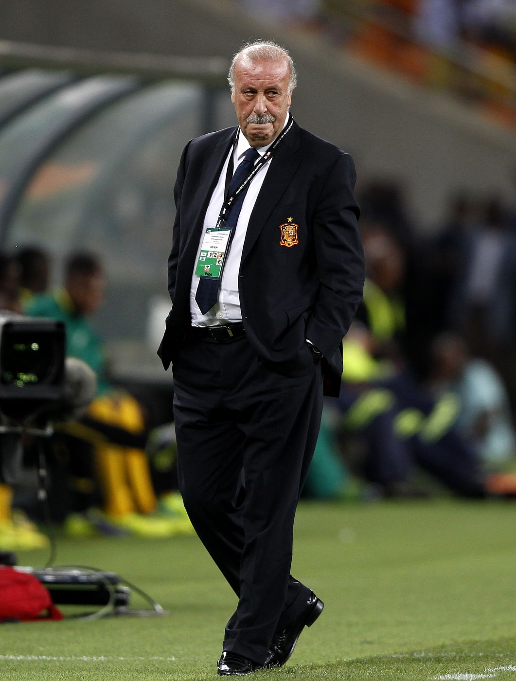 Imagen de Vicente del Bosque durante el partido en el Soccer City de Johannesburgo.