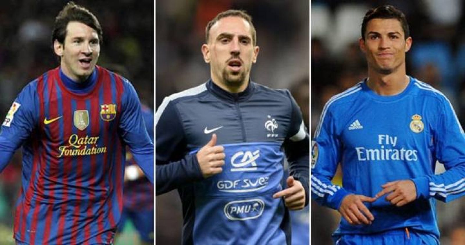 Messi, Ribèry y Cristiano