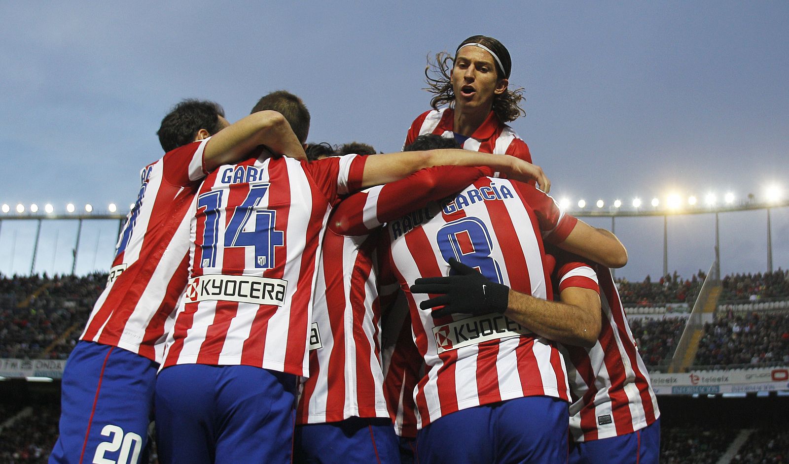 Los jugadores del Atlético celebran un gol.