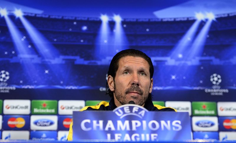 Simeone durante la rueda de prensa previa al partido de Champions.