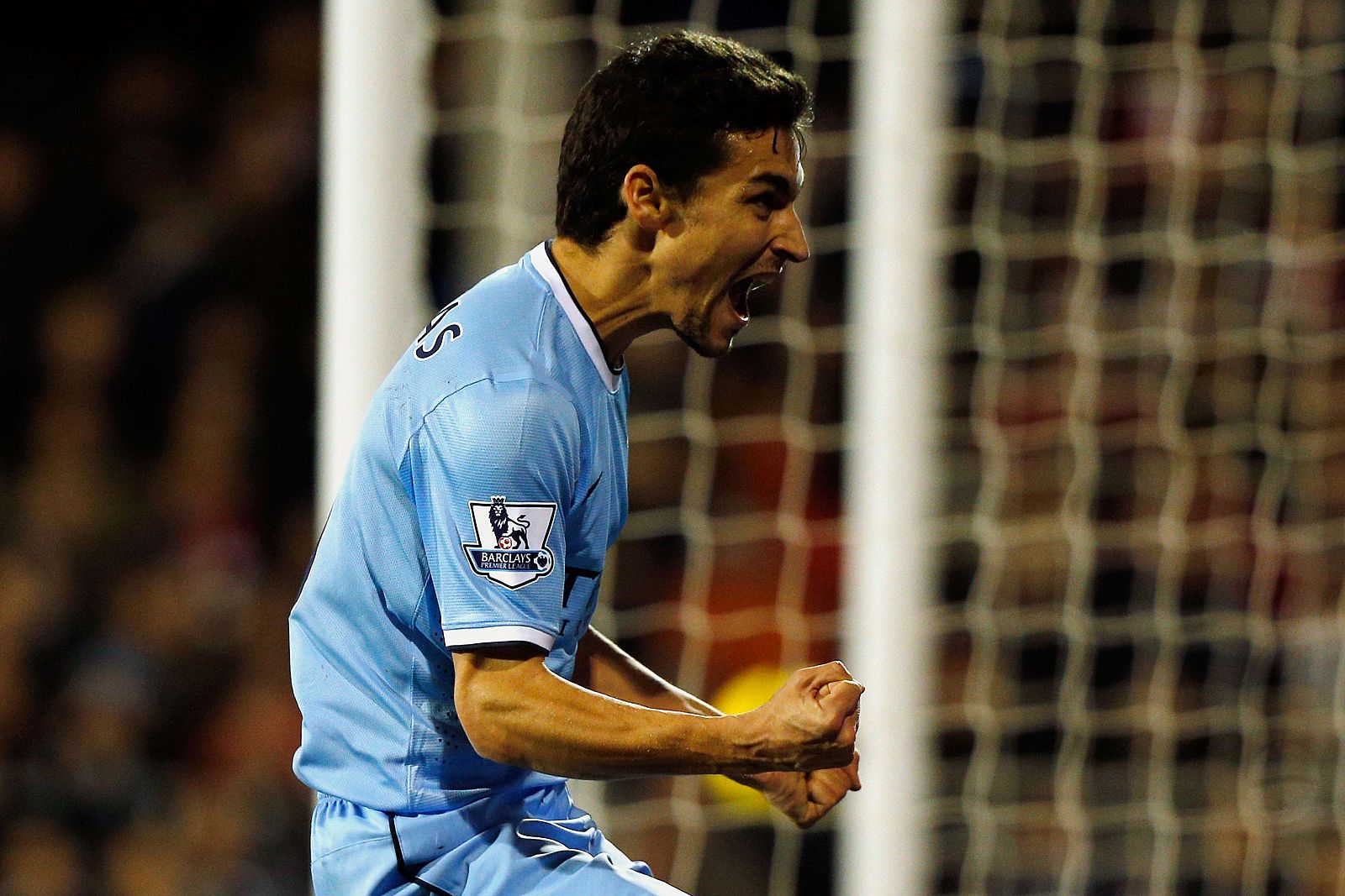 El español Jesús Navas celebra su gol frente al Fulham