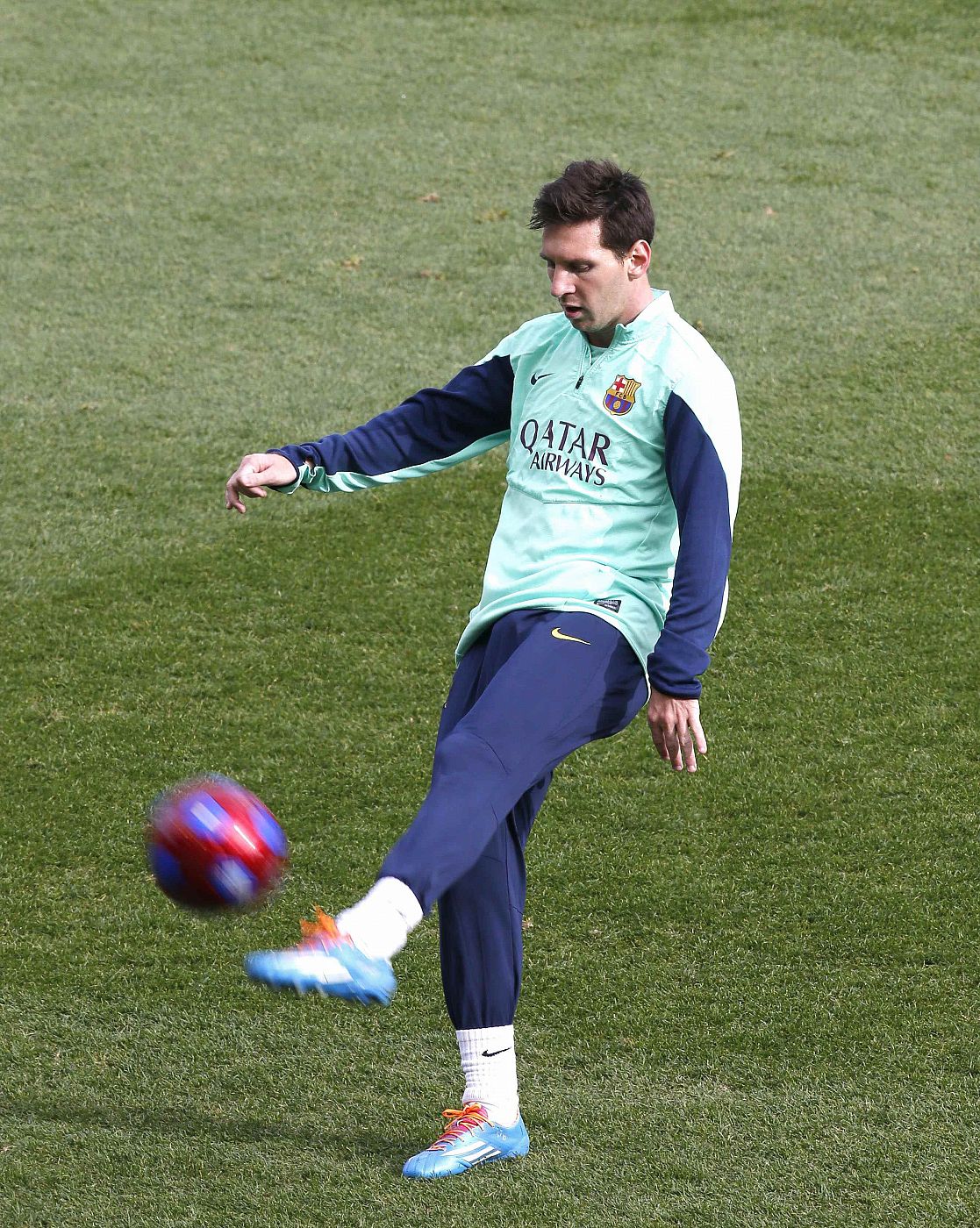 Lionel Messi en un entrenamiento