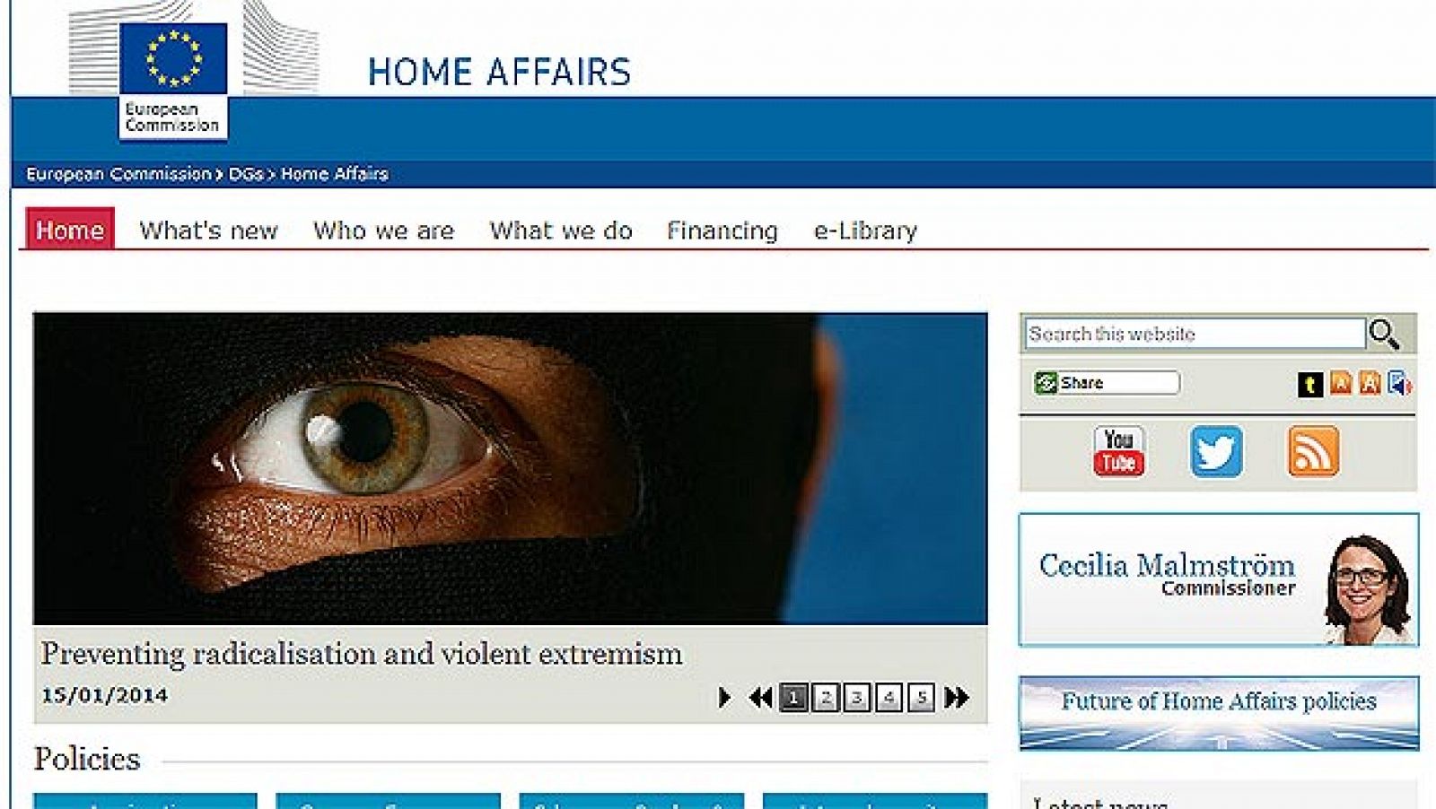 Página web de Interior en la Comisión Europea, con el anuncio de las medidas contra el extremismo y el terrorismo