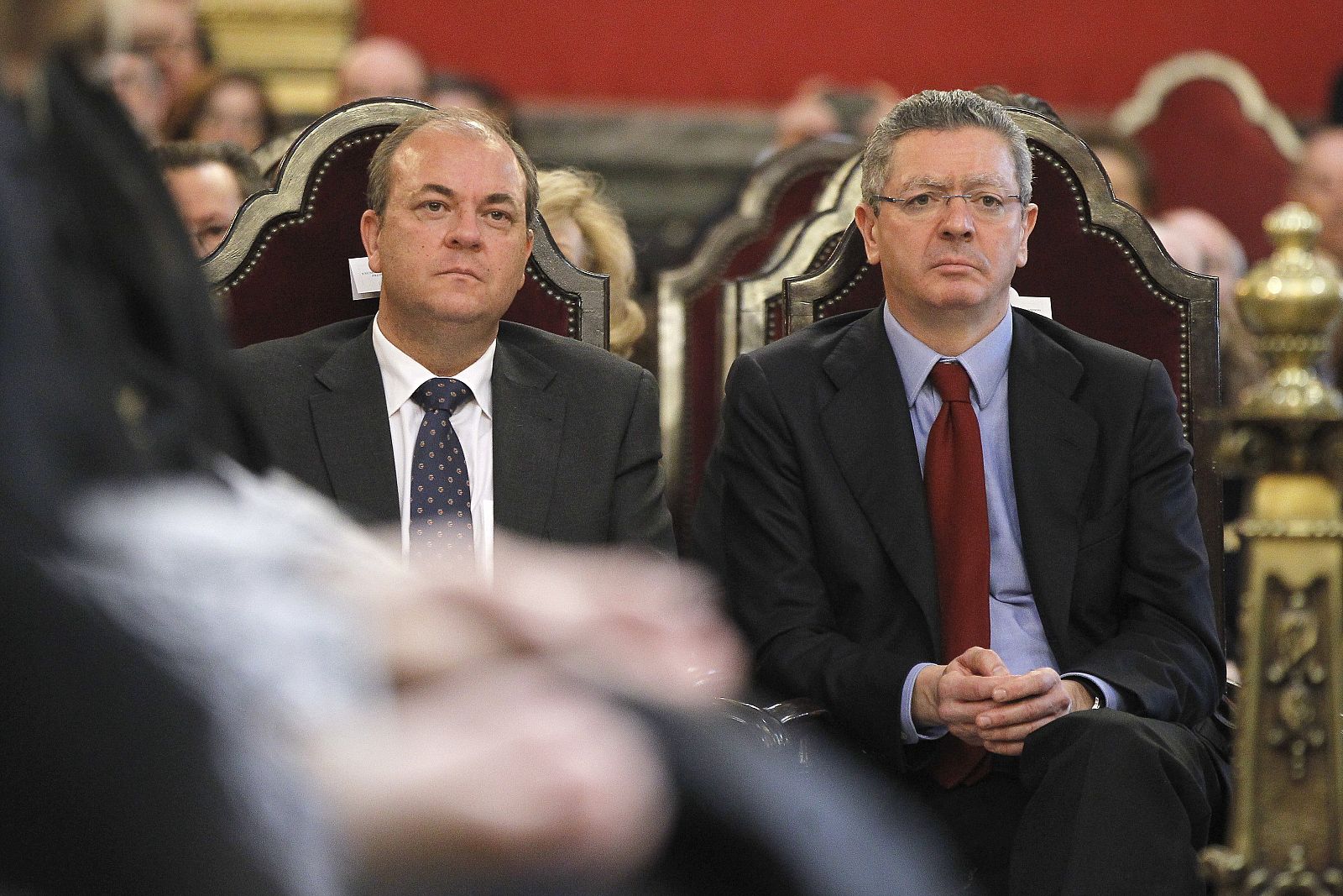 El ministro de Justicia Alberto Ruiz-Gallardón junto al presidente de Extremadura José Antonio Monago