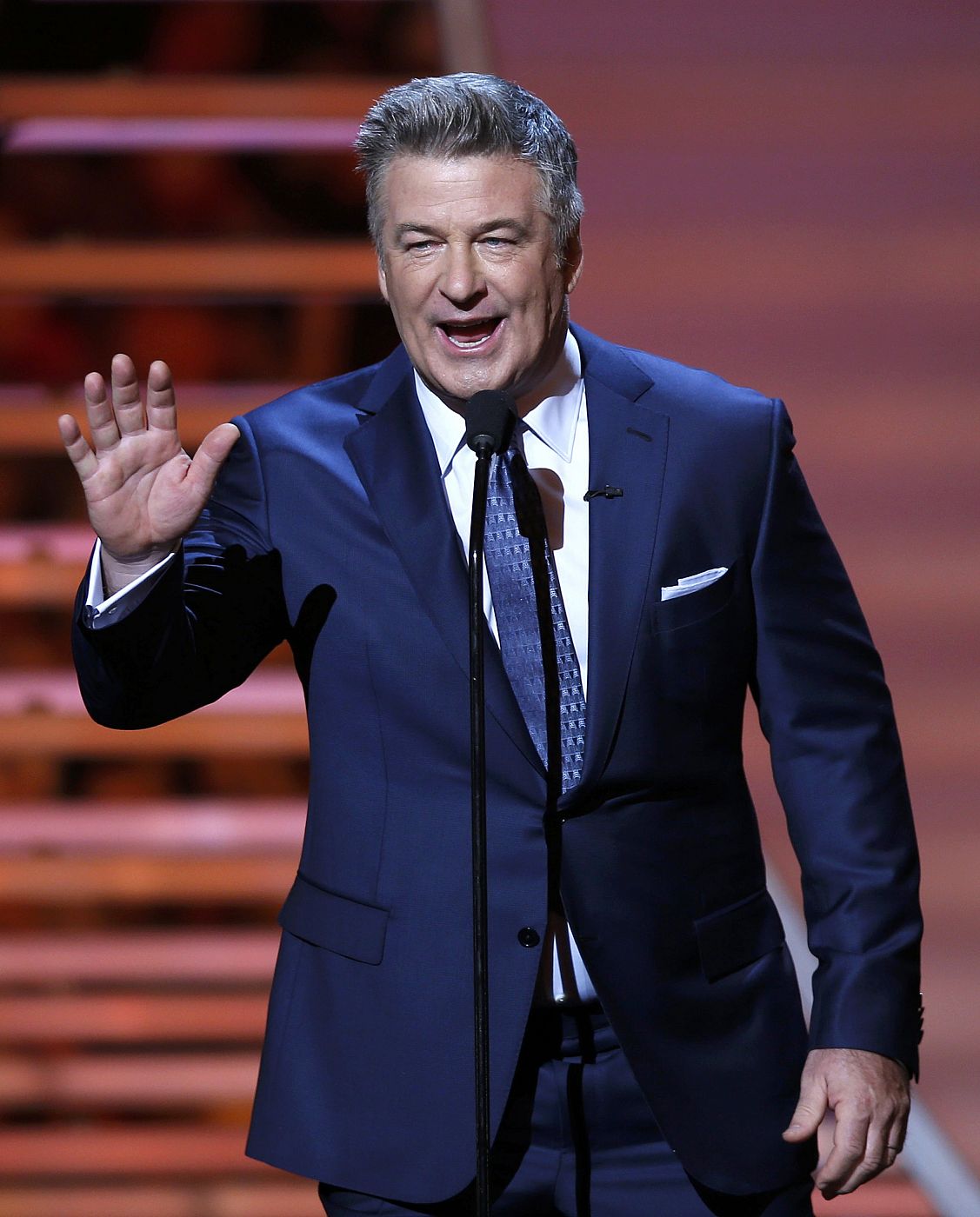 Host Alec Baldwin speaks during the NFL Honors award show in New York