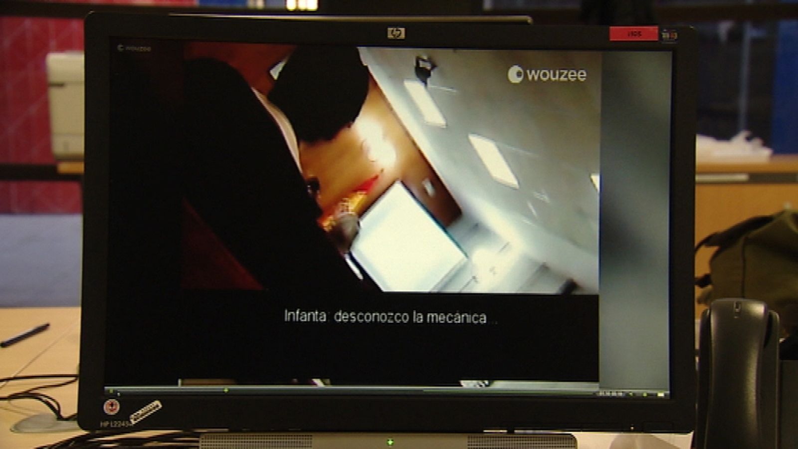 Imagen del vídeo grabado durante la declaración de la infanta Cristina ante el juez