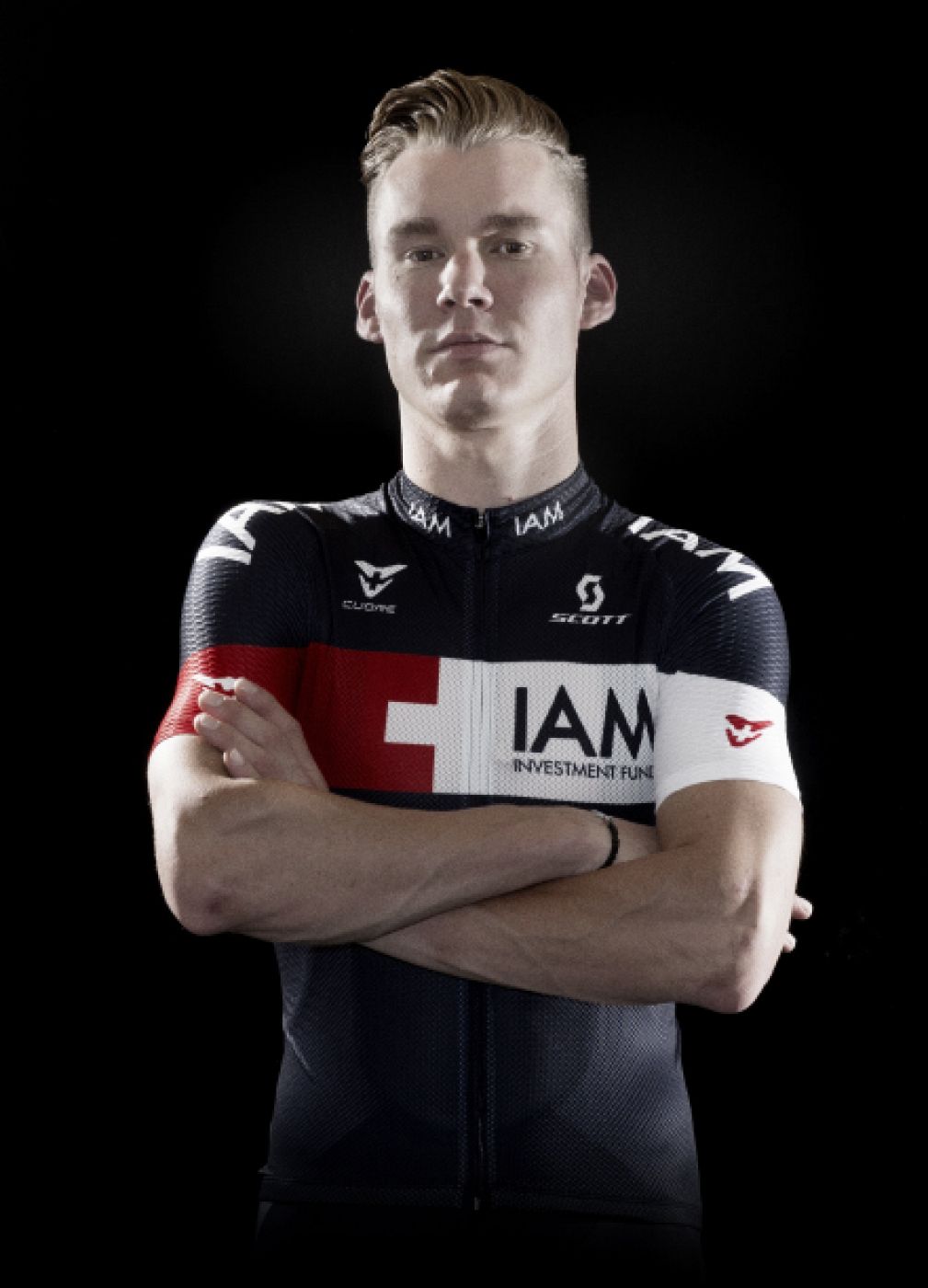 Imagen del ciclista belga Kristoff Goddaert en la web del equipo IAM Cycling