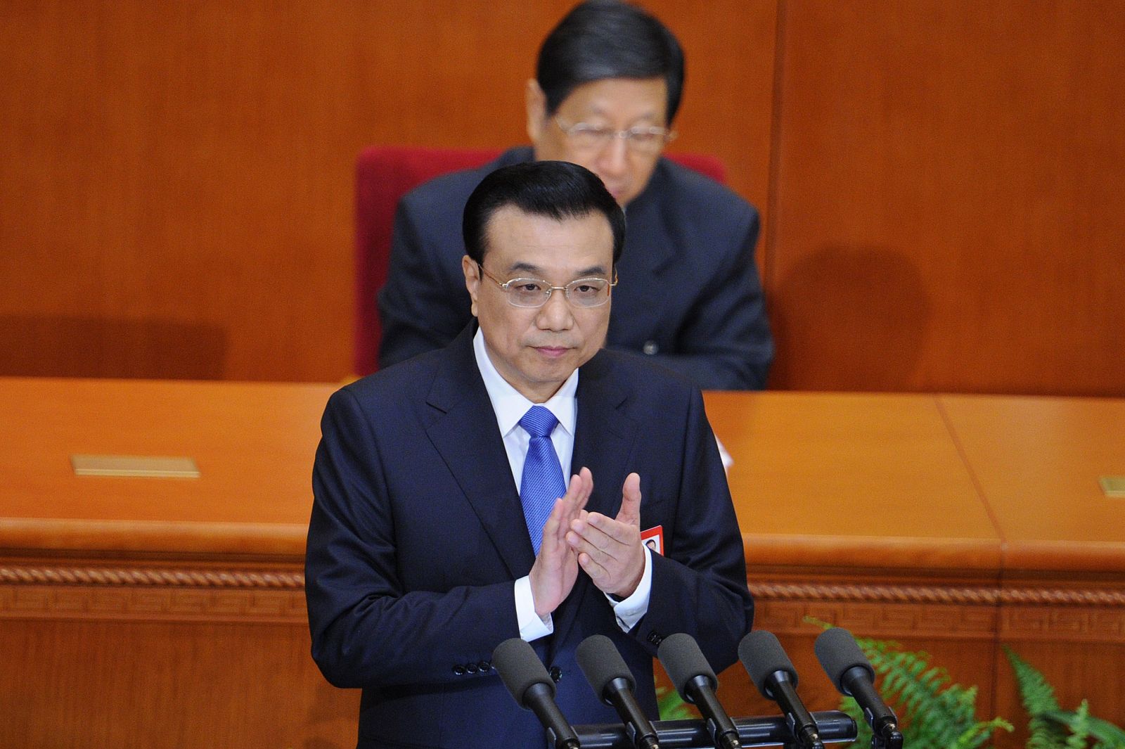 El primer ministro chino,Li Keqiang , en un momento de su intervención en la apertura de la Asamblea Nacional Popular.