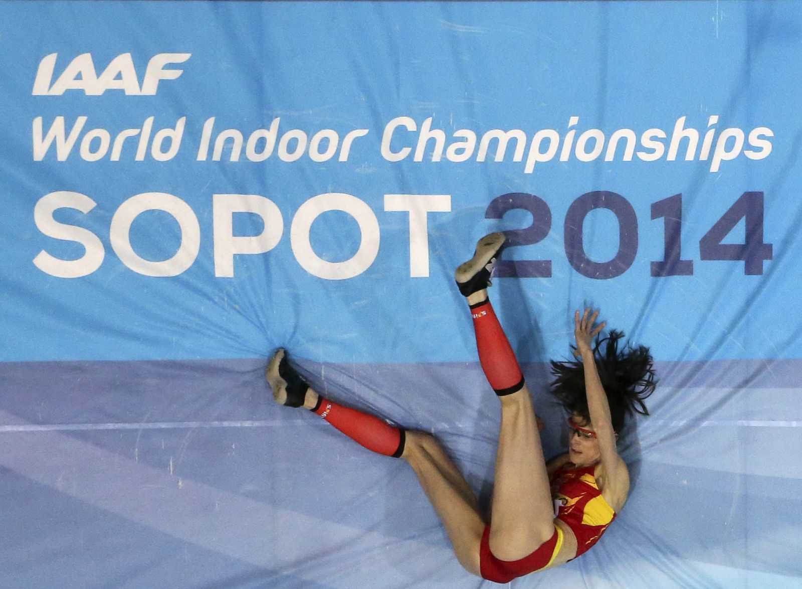 Spain's Beitia competes in the women's high jump final at world indoor athletics championships in Sopot