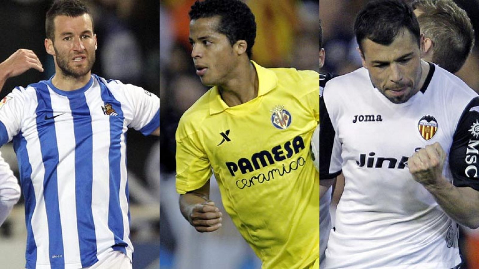 Agirretxe (Real Sociedad), Dos Santos (Villarreal) y Fuego (Valencia)
