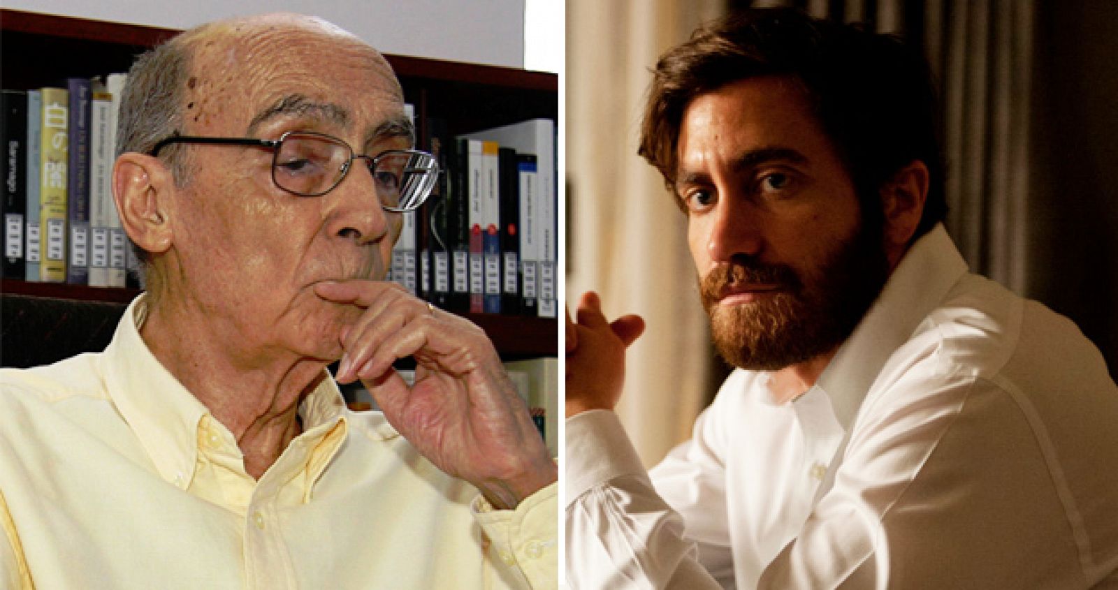 José Saramago, autor de 'El hombre duplicado', y Jake Gyllenhaal, en un fotograma de 'Enemy'