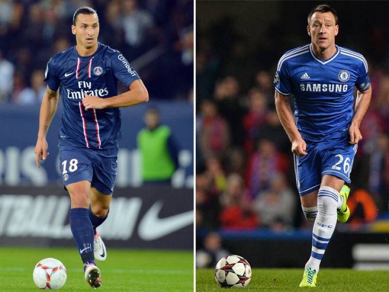 Imagen de Zlatan Ibrahimovic y John Terry, delantero y defensa que se verán las caras en el partido.