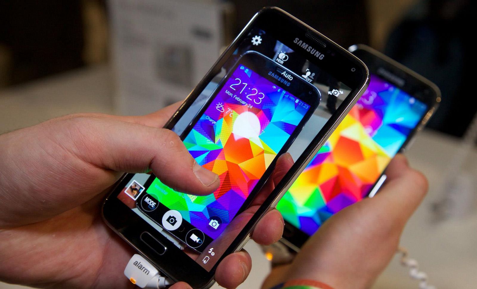 El Samsung S5 en el Mobile World Congress de Barcelona 2014.