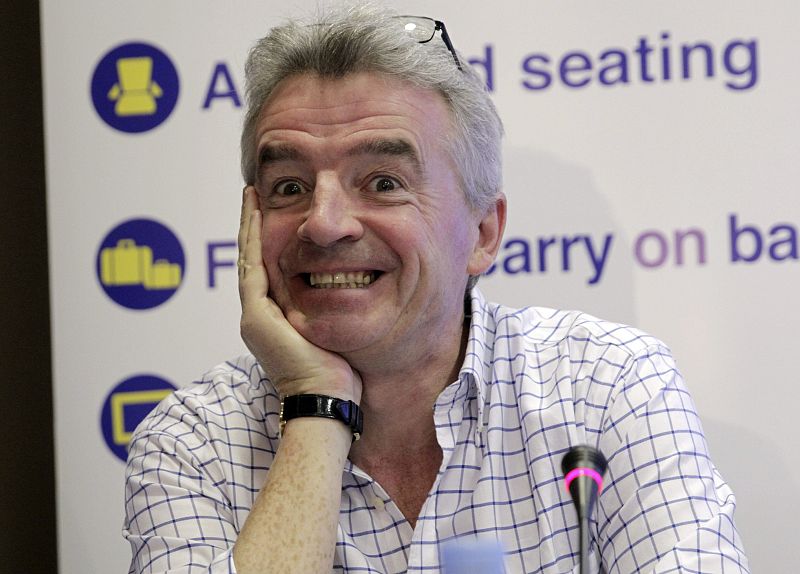 El presidente de Ryanair, Michael O'Leary, durante la presentación de sus planes desde el aeropuerto de Madrid
