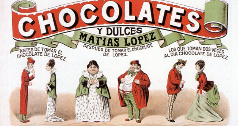 Cartel de Chocolates de Matías López, de Ortego (1871), recogido en 'El cartel en España' (Editorial Cátedra).