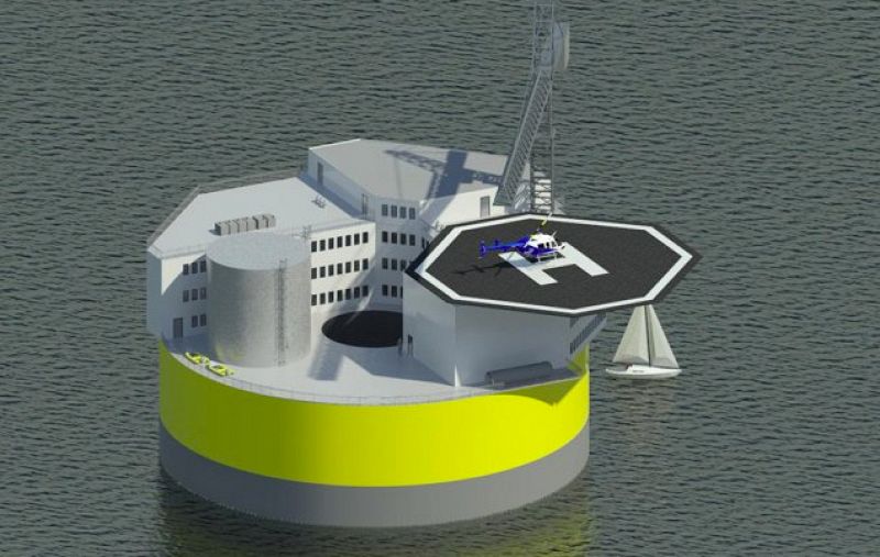 Recreación de una planta nuclear en alta mar.