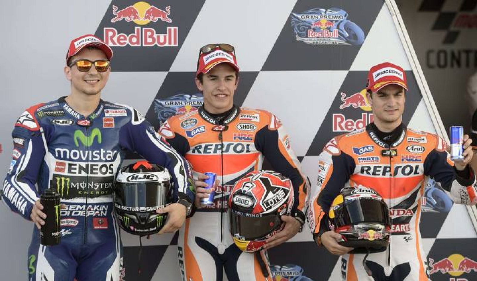 Marc Márquez, con Lorenzo y Pedrosa en el GP de Argentina