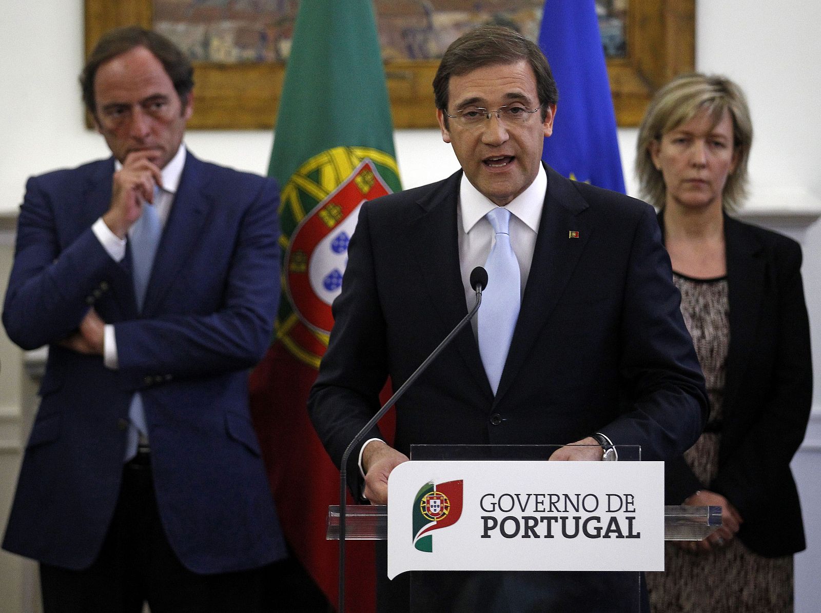 El primer ministro de Portugal, Pedro Passos Coelho, durante su intervención en Lisboa.