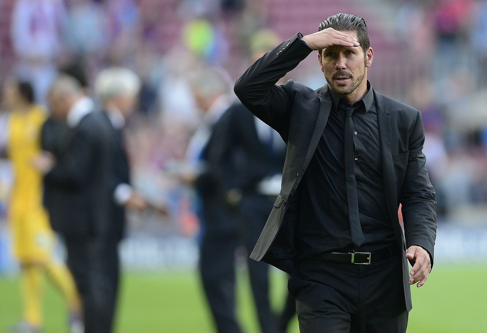 Imagen del entrenador argentino del Atlético de Madrid, Diego Pablo Simeone, al término del partido.