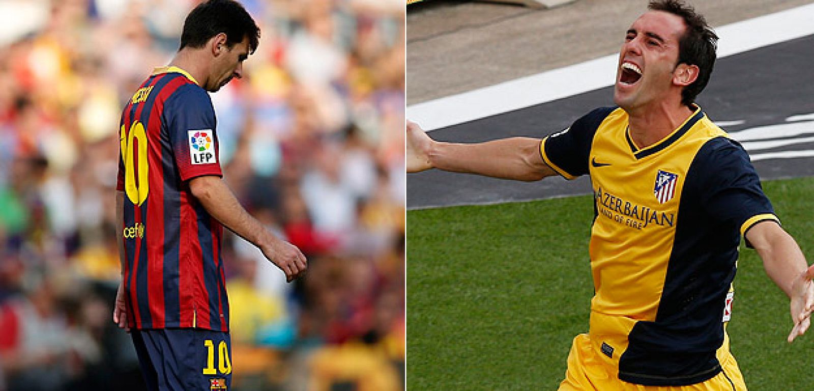 Messi y Godín, en el partido que les enfrentó en la última jornada.