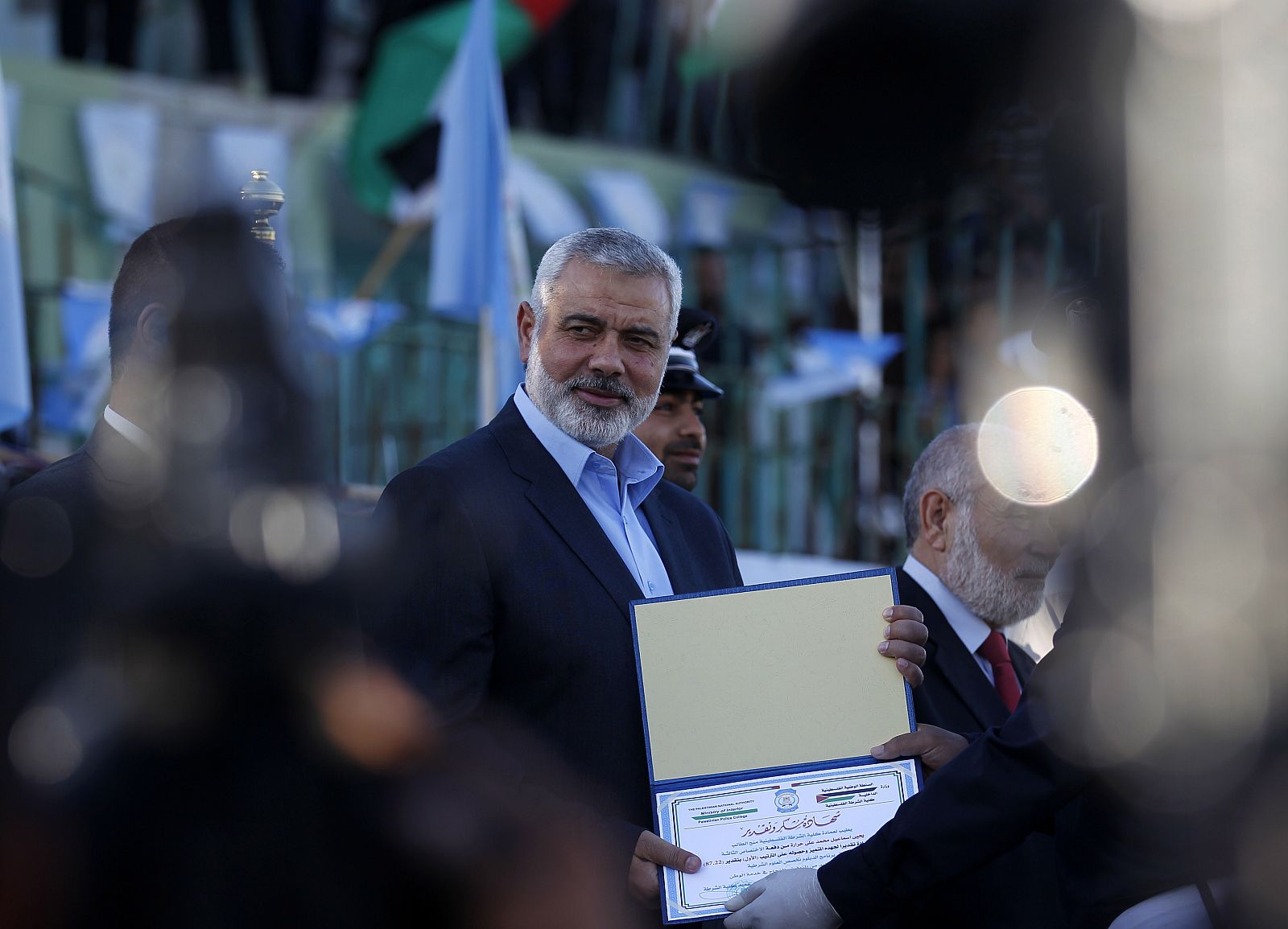 El primer ministro de Gaza, Ismail Haniya, de Hamás, en una ceremonia en la franja