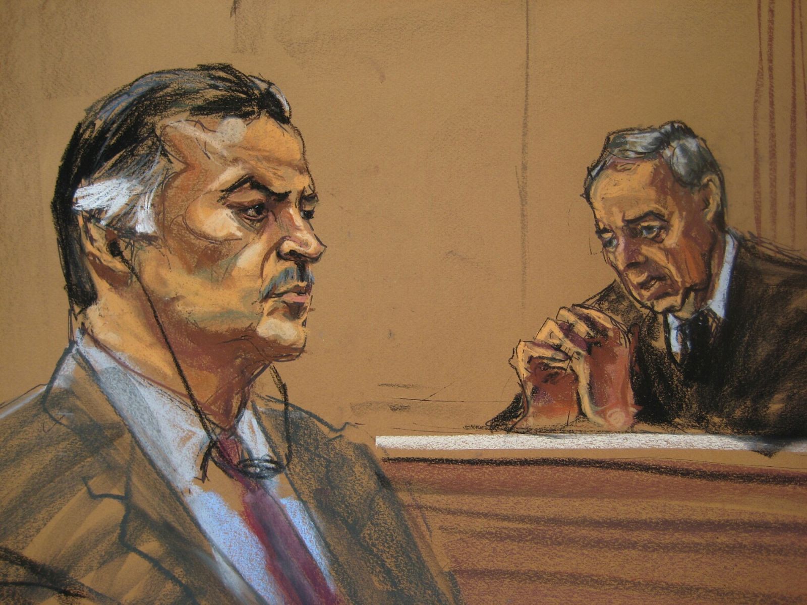 Former Guatemalan President Alfonso Portillo is seen in a courtroom drawing in U.S. District Court in New York