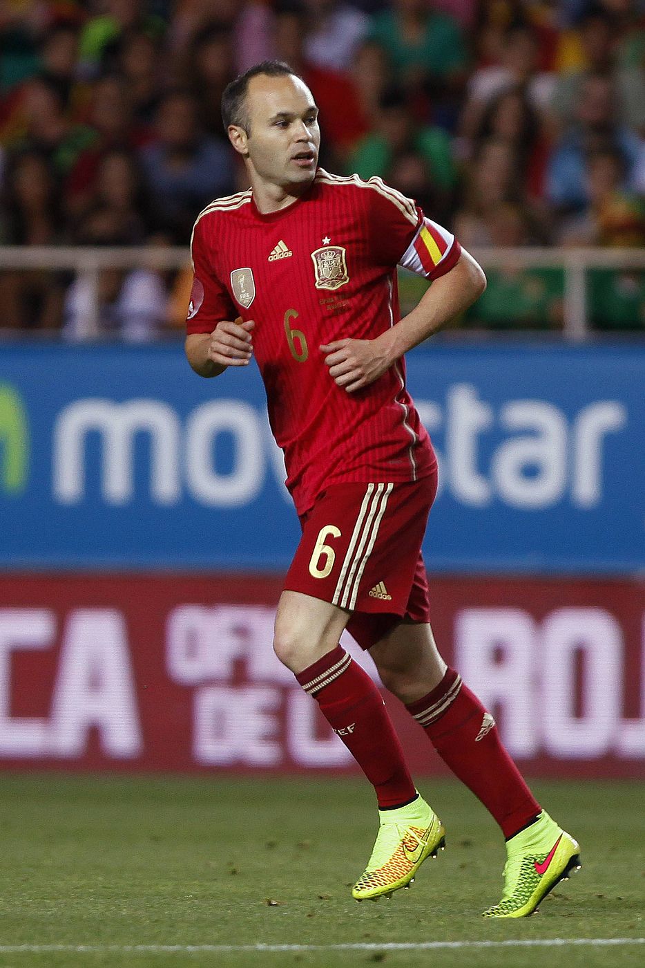 Spain's Iniesta celebrates after scoring a goal during their international friendly soccer match against Bolivia in Seville